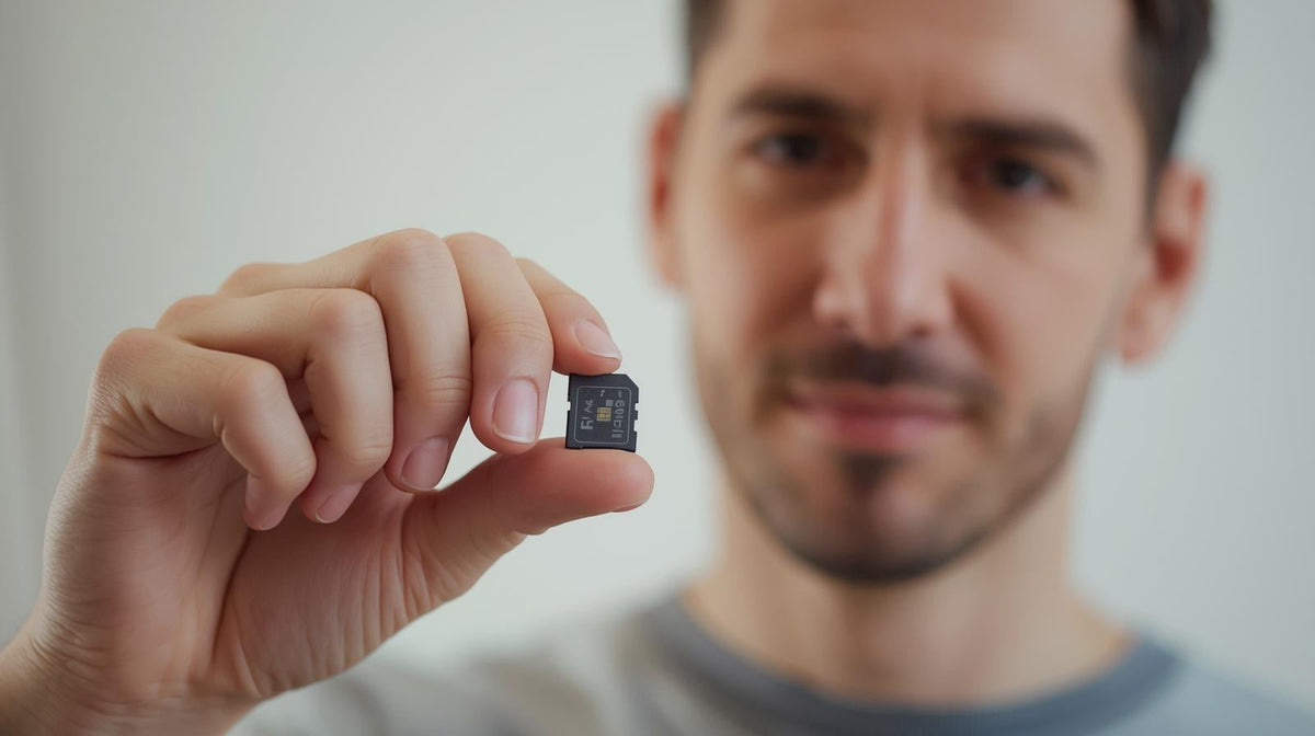 A man hold an SD card
