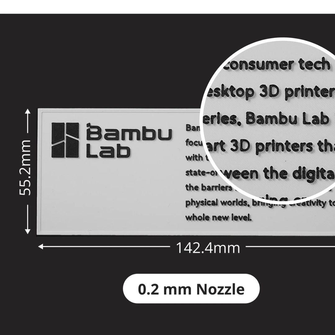  Bambu Nozzle 0.2 mm text print sample with crisp, clearly readable lettering