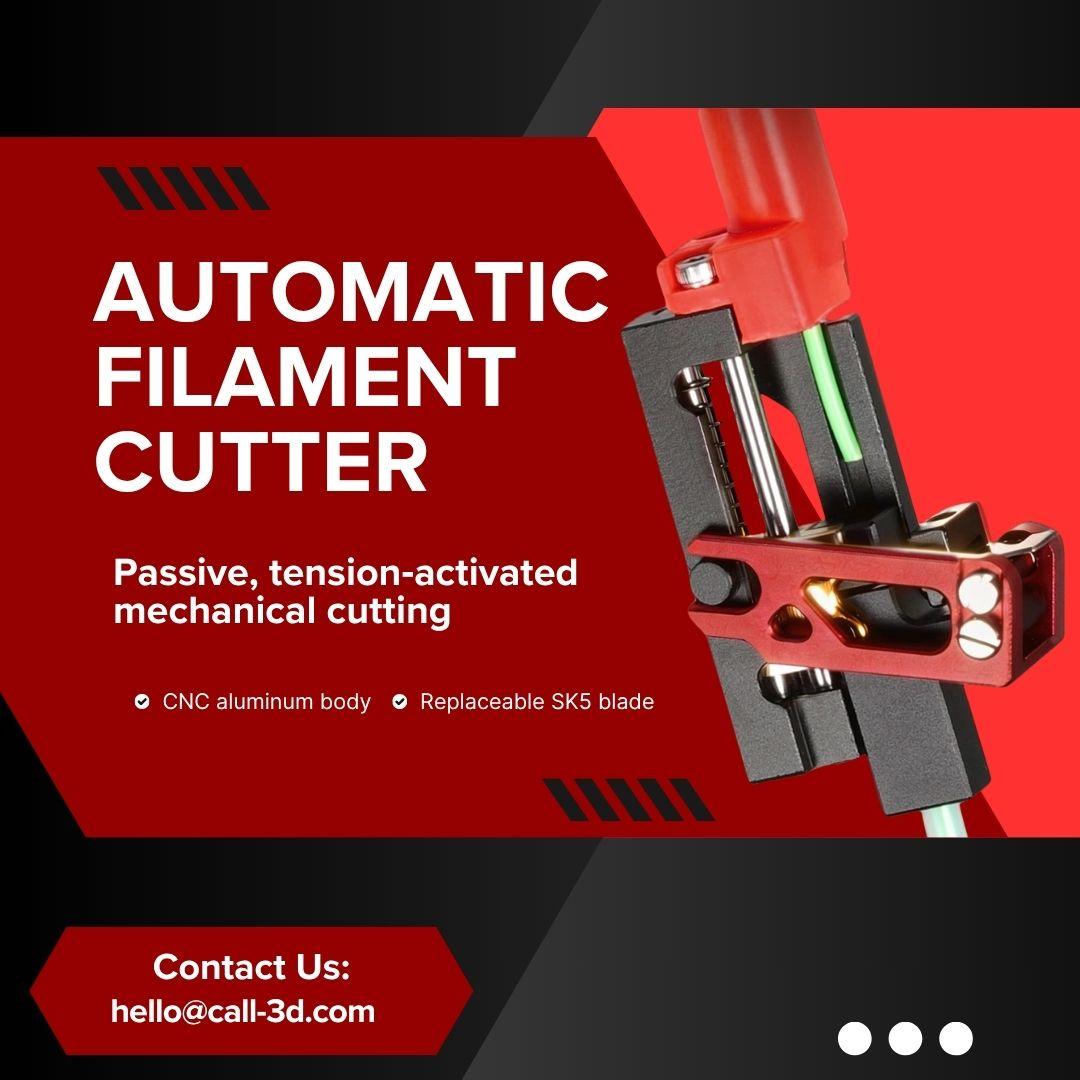 How the automatic filament cutter works: high tension triggers a cut so the runout sensor pauses the print