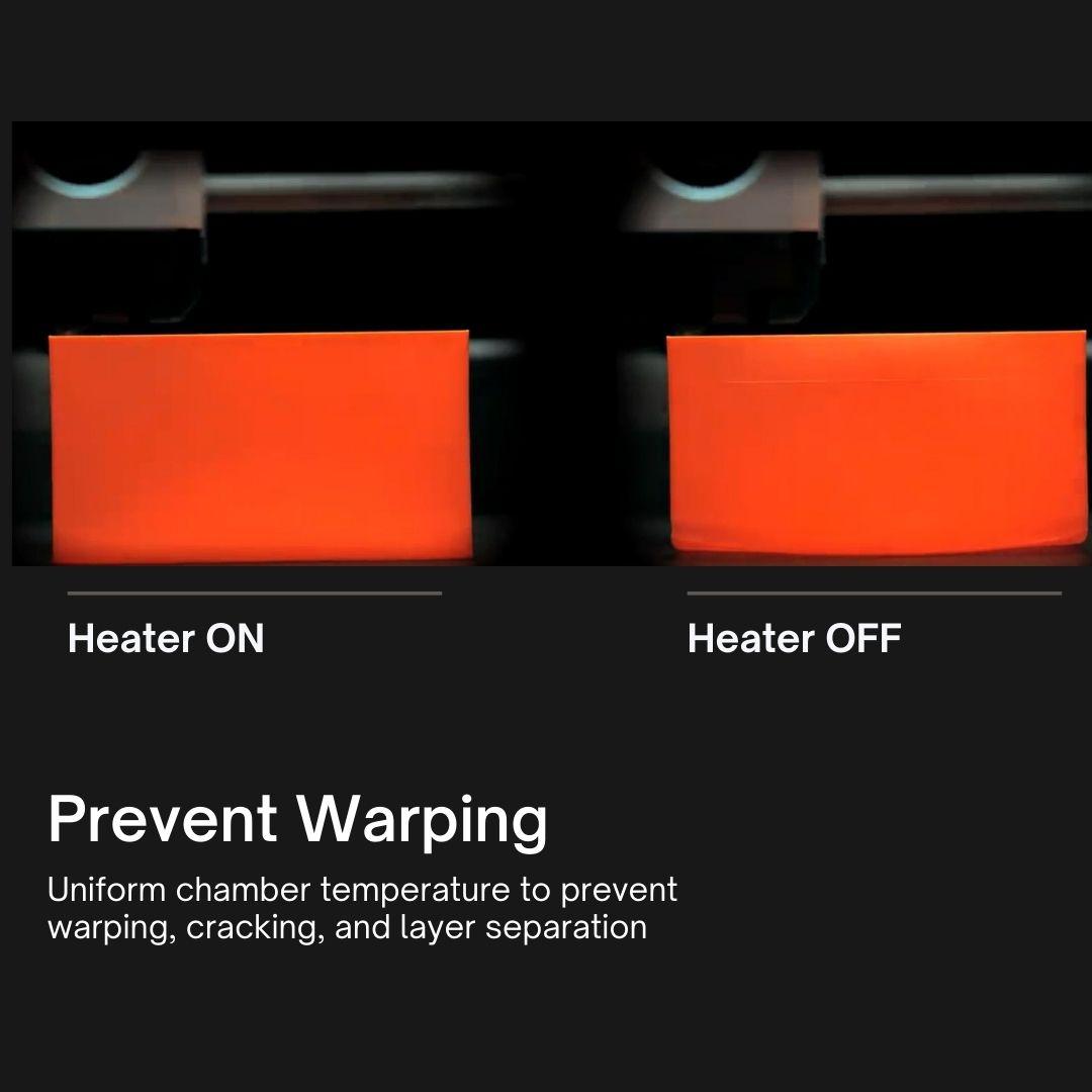 Bambu Lab P2S Chamber Heater Warping Comparison