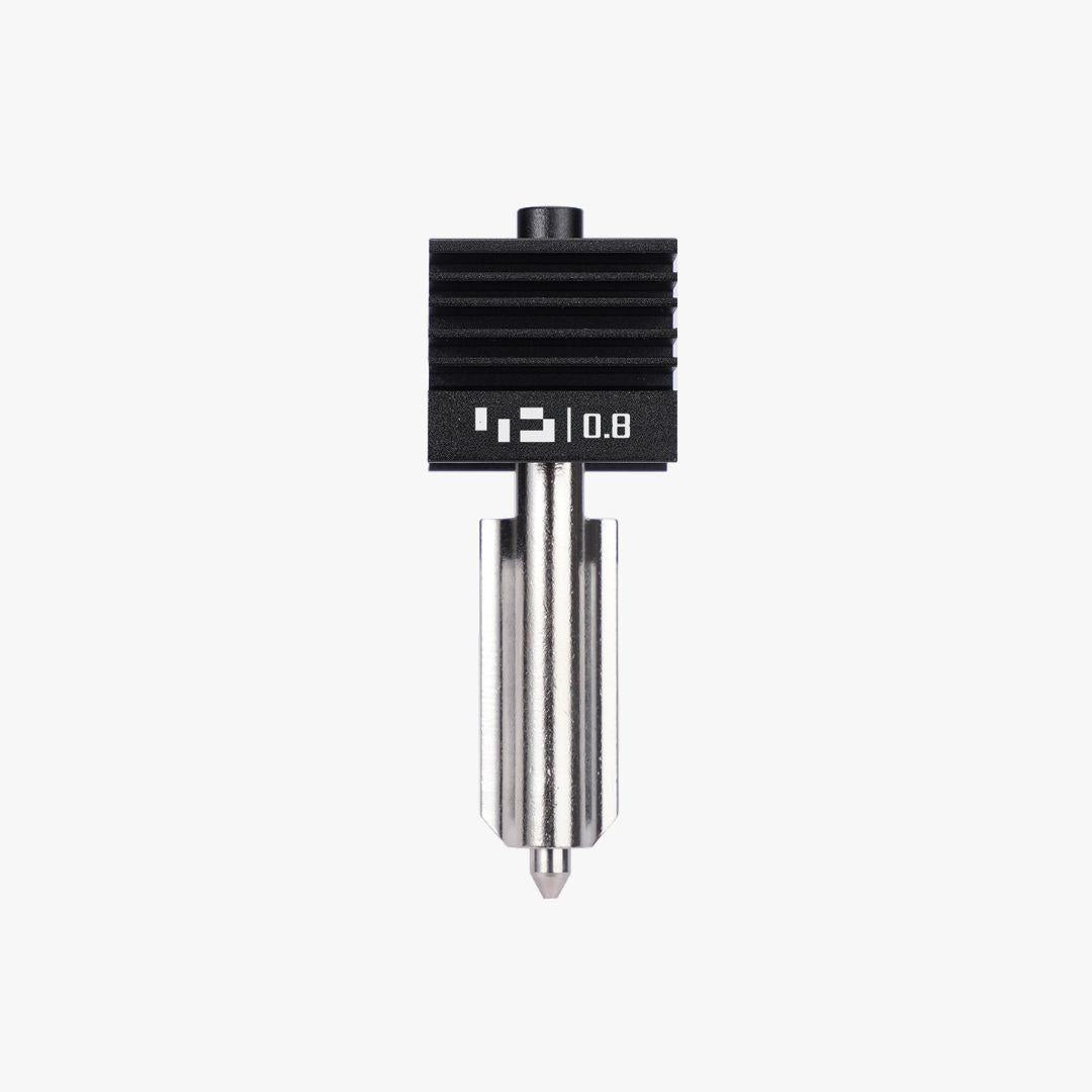 0.8 mm hotend with nozzle compatible with H2 series / P2S / X2D on a white background
