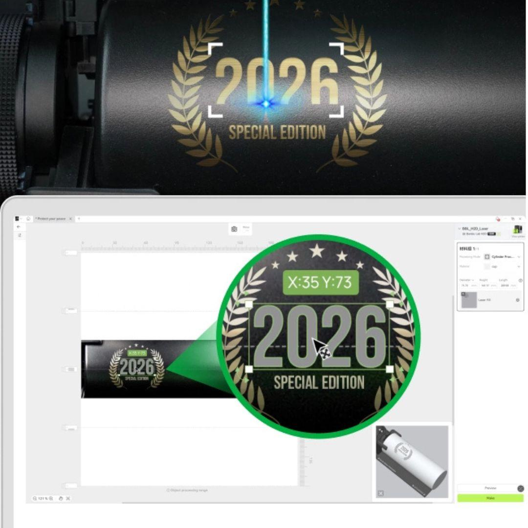 Top-down camera preview showing the design layout positioned on the unfolded surface before engraving.