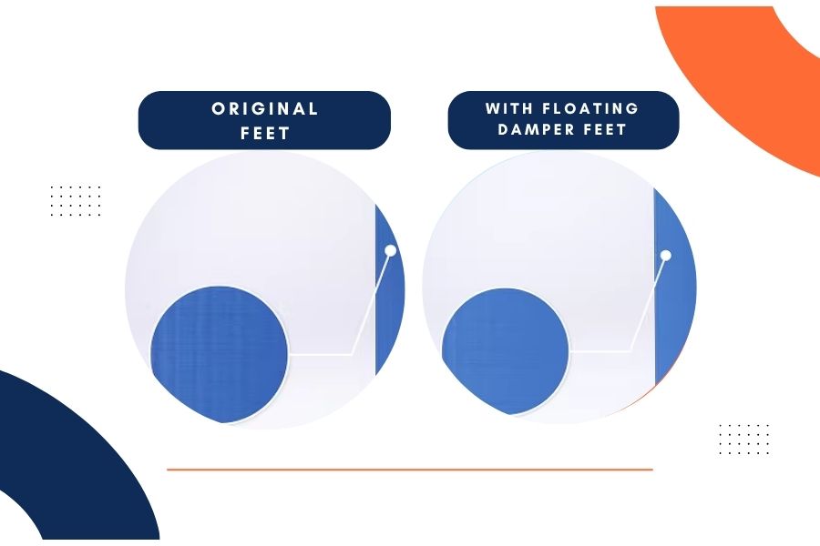Comparison between standard feet and floating damper anti-vibration feet for Bambu Printer