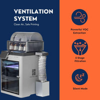 3 core features of P2S Ventilation: 5-stage filtration, high airflow, whisper-quiet operation for Bambu P2S
