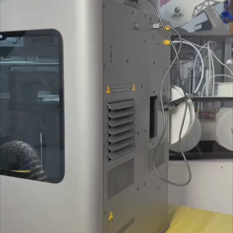 Print the exhaust adapter, attach it to the H2D/H2S exhaust port, then connect the hose to the ventilation unit for a sealed setup.  